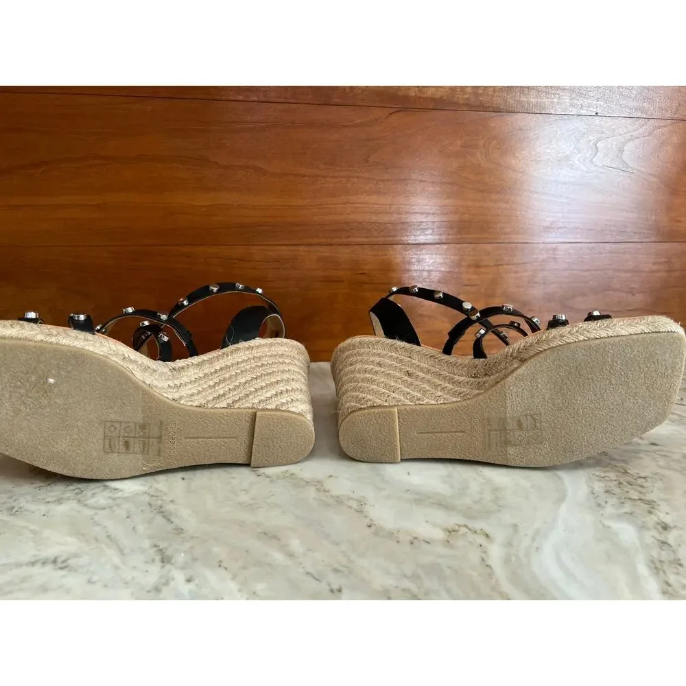 DOLCE VITA black studded Espadrille Wedge Sandals 8